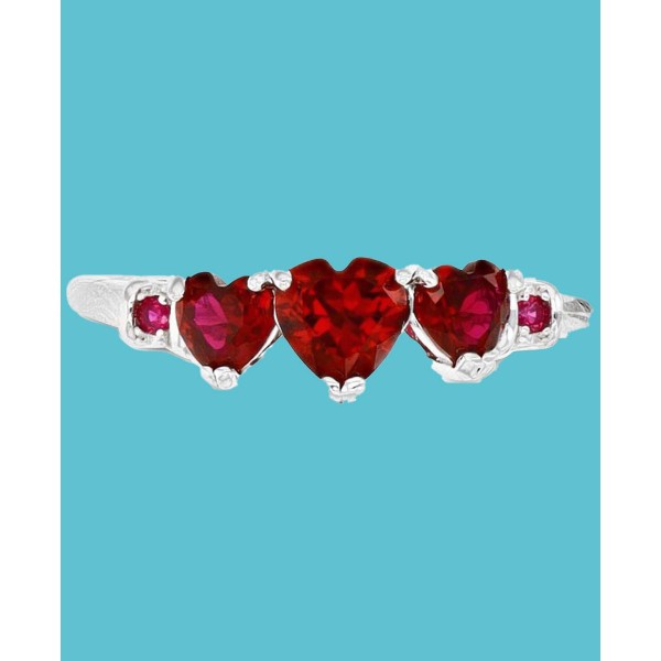 Ruby Heart Graduated Ring (1-3/8 ct. t.w.) in Sterling Silver Ruby Heart Graduated Ring (1-3/8 ct. t.w.) in Sterling Silver