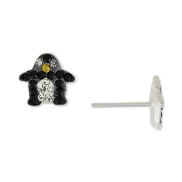 Crystal Penguin Stud Earrings in Sterling Silver Crystal Penguin Stud Earrings in Sterling Silver