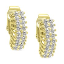 Cubic Zirconia Clip-On Hoop Earrings