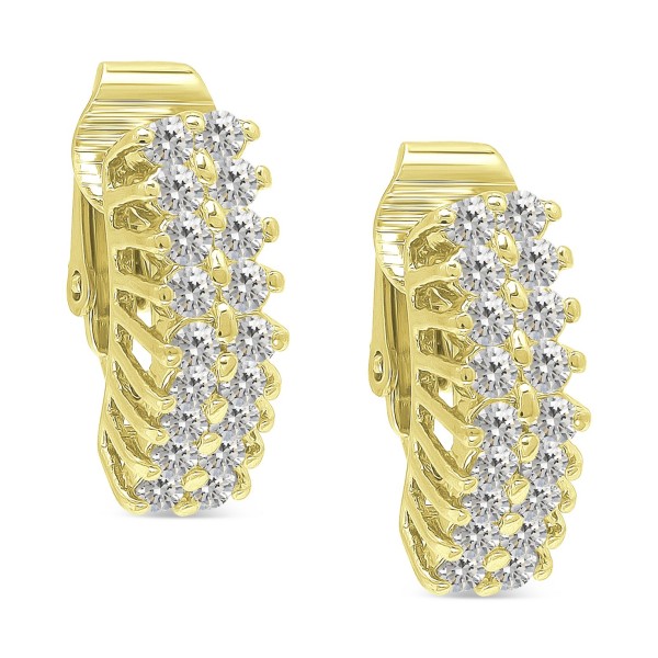 Cubic Zirconia Clip-On Hoop Earrings Cubic Zirconia Clip-On Hoop Earrings