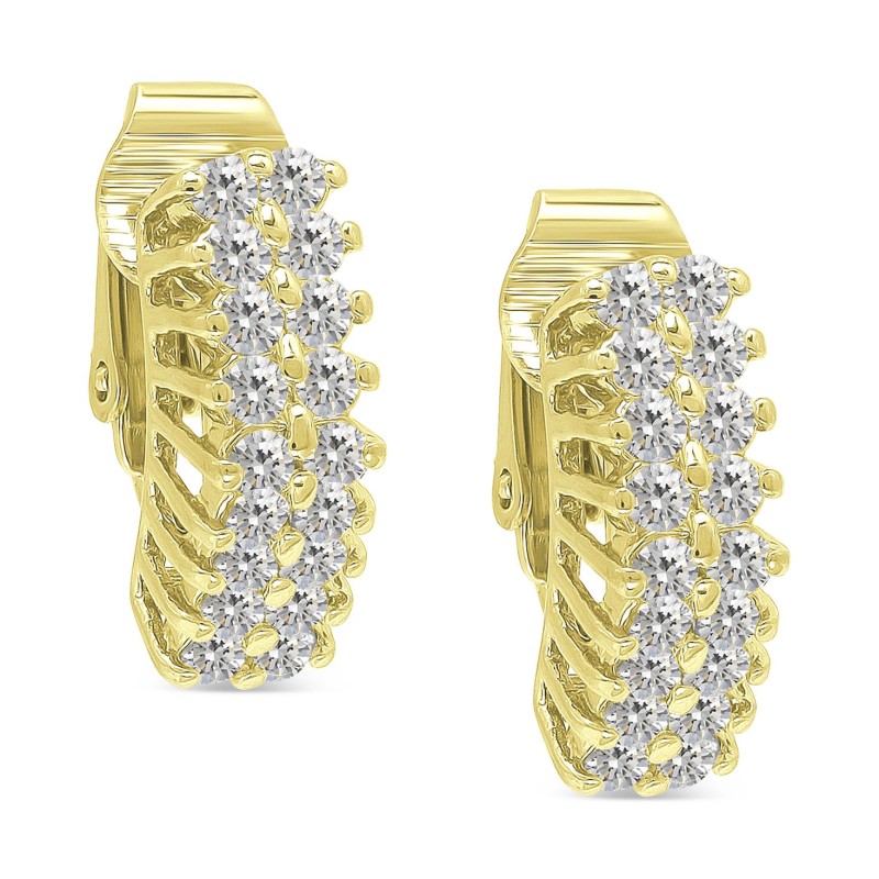Cubic Zirconia Clip-On Hoop Earrings Cubic Zirconia Clip-On Hoop Earrings