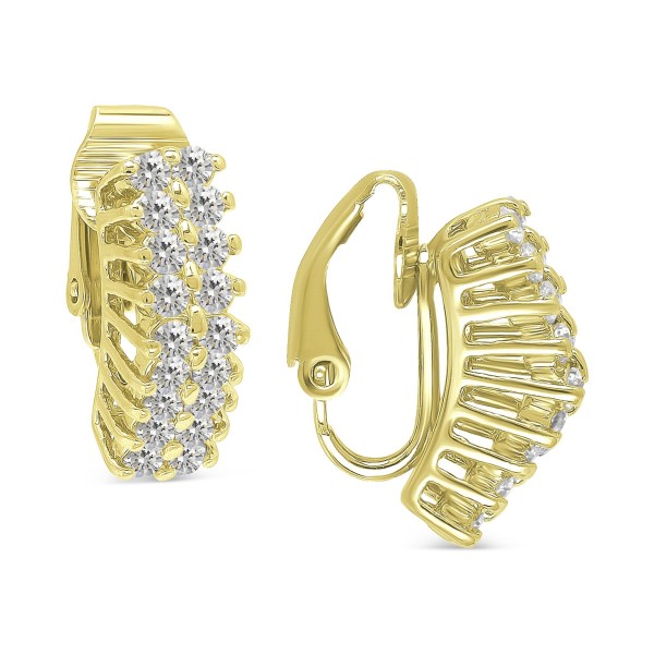 Cubic Zirconia Clip-On Hoop Earrings Cubic Zirconia Clip-On Hoop Earrings