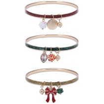 Gold-Tone 3-Pc. Set Garland Charm Glitter Bangle Bracelets