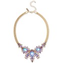 Gold-Tone Purple Mixed Stone Cluster Statement Necklace, 17 Gold-Tone Purple Mixed Stone Cluster Statement Necklace, 17