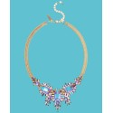 Gold-Tone Purple Mixed Stone Cluster Statement Necklace, 17 Gold-Tone Purple Mixed Stone Cluster Statement Necklace, 17