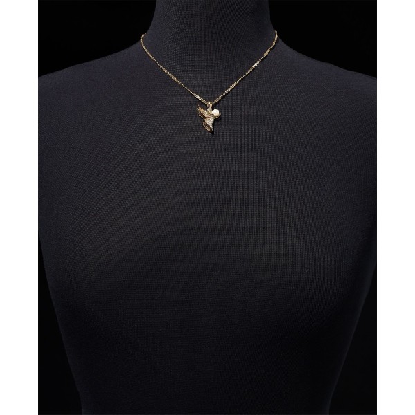Gold-Tone Pavé & Imitation Pearl Angel Pendant Necklace & Stud Earrings Set Gold-Tone Pavé & Imitation Pearl Angel Pendant Necklace & Stud Earrings Set