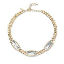 Crystal Stone Chain Frontal Necklace, 17