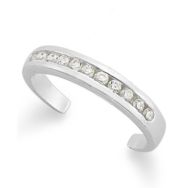 Brilliant Sterling Silver Toe Ring, Cubic Zirconia Channel-Set Toe Ring (1/5 ct. t.w.) Brilliant Sterling Silver Toe Ring, Cubic Zirconia Channel-Set Toe Ring (1/5 ct. t.w.)