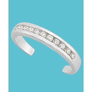 Brilliant Sterling Silver Toe Ring, Cubic Zirconia Channel-Set Toe Ring (1/5 ct. t.w.) Brilliant Sterling Silver Toe Ring, Cubic Zirconia Channel-Set Toe Ring (1/5 ct. t.w.)