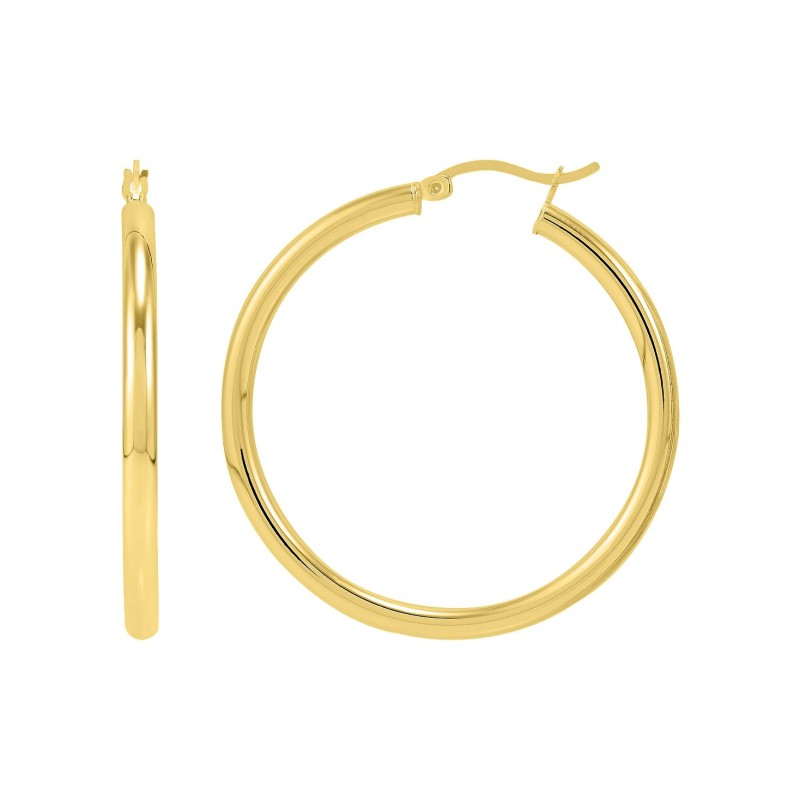 Polished Tube Hoop Earring Collection in Sterling Silver or 18K Gold-Plate Polished Tube Hoop Earring Collection in Sterling Silver or 18K Gold-Plate