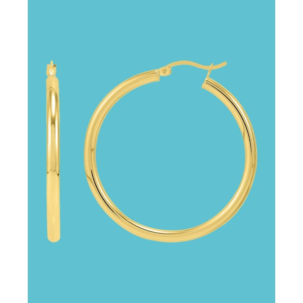 Polished Tube Hoop Earring Collection in Sterling Silver or 18K Gold-Plate Polished Tube Hoop Earring Collection in Sterling Silver or 18K Gold-Plate