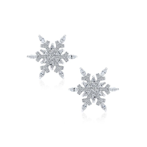 Holiday Party Flower Christmas Frozen Winter Cubic Zirconia Encrusted CZ Large Snowflake Stud Earrings For Women Teen .925 Sterling Silver Holiday Party Flower Christmas Frozen Winter Cubic Zirconia Encrusted CZ Large Snowflake Stud Earrings For Women Teen .925 Sterling Silver