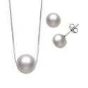 2-Pc. Set White Dyed Cultured Freshwater Pearl (8-10mm) Pendant Necklace & Matching Stud Earrings 2-Pc. Set White Dyed Cultured Freshwater Pearl (8-10mm) Pendant Necklace & Matching Stud Earrings