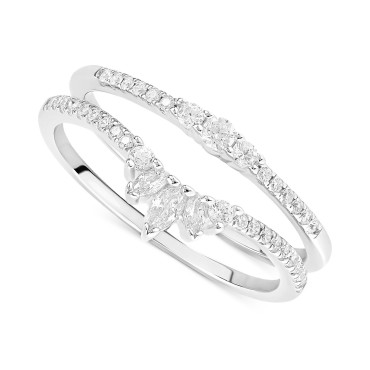 2-Pc. Set Cubic Zirconia Curved & Straight Shank Ring Set in Sterling Silver 2-Pc. Set Cubic Zirconia Curved & Straight Shank Ring Set in Sterling Silver
