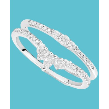 2-Pc. Set Cubic Zirconia Curved & Straight Shank Ring Set in Sterling Silver 2-Pc. Set Cubic Zirconia Curved & Straight Shank Ring Set in Sterling Silver