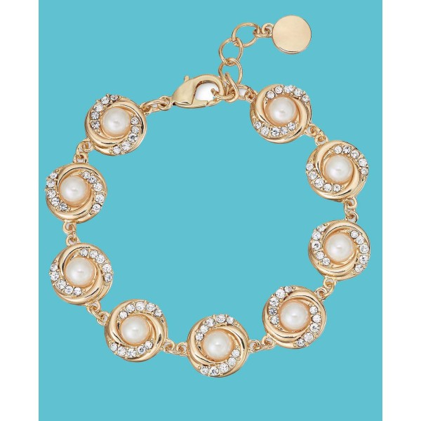 Gold-Tone Pavé & Imitation Pearl Bracelet Gold-Tone Pavé & Imitation Pearl Bracelet