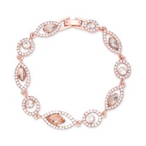 Rose Gold-Tone Round & Marquise Crystal Bracelet