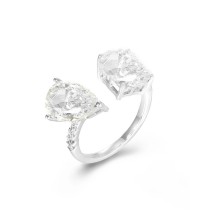 Cubic Zirconia and Pear in Sterling Silver and 14K Gold Over Sterling Silver Fashion Ring