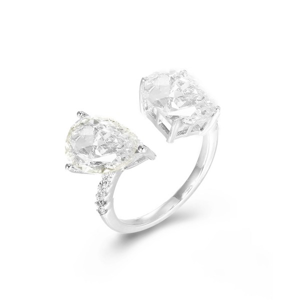 Cubic Zirconia and Pear in Sterling Silver and 14K Gold Over Sterling Silver Fashion Ring Cubic Zirconia and Pear in Sterling Silver and 14K Gold Over Sterling Silver Fashion Ring