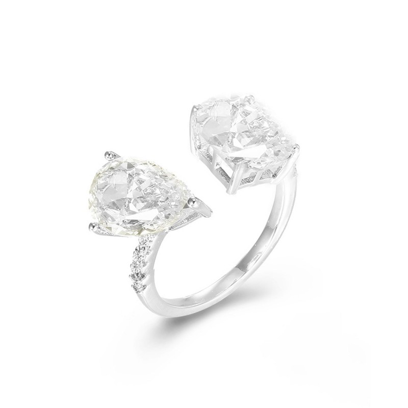 Cubic Zirconia and Pear in Sterling Silver and 14K Gold Over Sterling Silver Fashion Ring Cubic Zirconia and Pear in Sterling Silver and 14K Gold Over Sterling Silver Fashion Ring