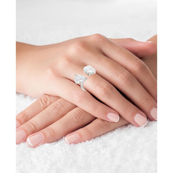 Cubic Zirconia and Pear in Sterling Silver and 14K Gold Over Sterling Silver Fashion Ring Cubic Zirconia and Pear in Sterling Silver and 14K Gold Over Sterling Silver Fashion Ring