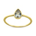 Cubic Zirconia Pear Bezel Ring in 18k Gold-Plated Sterling Silver Cubic Zirconia Pear Bezel Ring in 18k Gold-Plated Sterling Silver