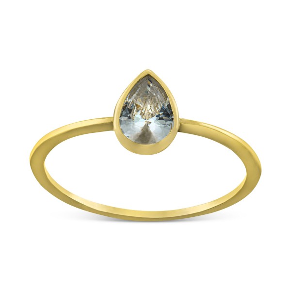 Cubic Zirconia Pear Bezel Ring in 18k Gold-Plated Sterling Silver Cubic Zirconia Pear Bezel Ring in 18k Gold-Plated Sterling Silver
