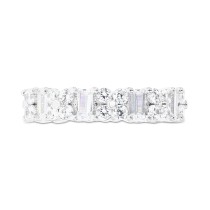 Cubic Zirconia Round & Baguette Eternity Band in Sterling Silver