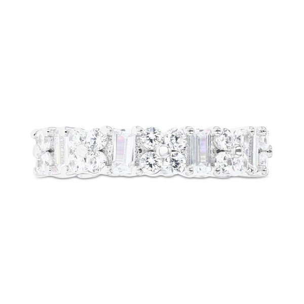 Cubic Zirconia Round & Baguette Eternity Band in Sterling Silver Cubic Zirconia Round & Baguette Eternity Band in Sterling Silver