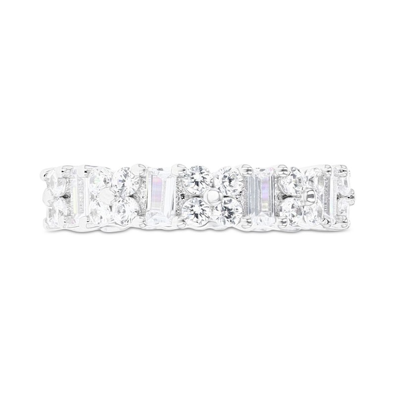 Cubic Zirconia Round & Baguette Eternity Band in Sterling Silver Cubic Zirconia Round & Baguette Eternity Band in Sterling Silver
