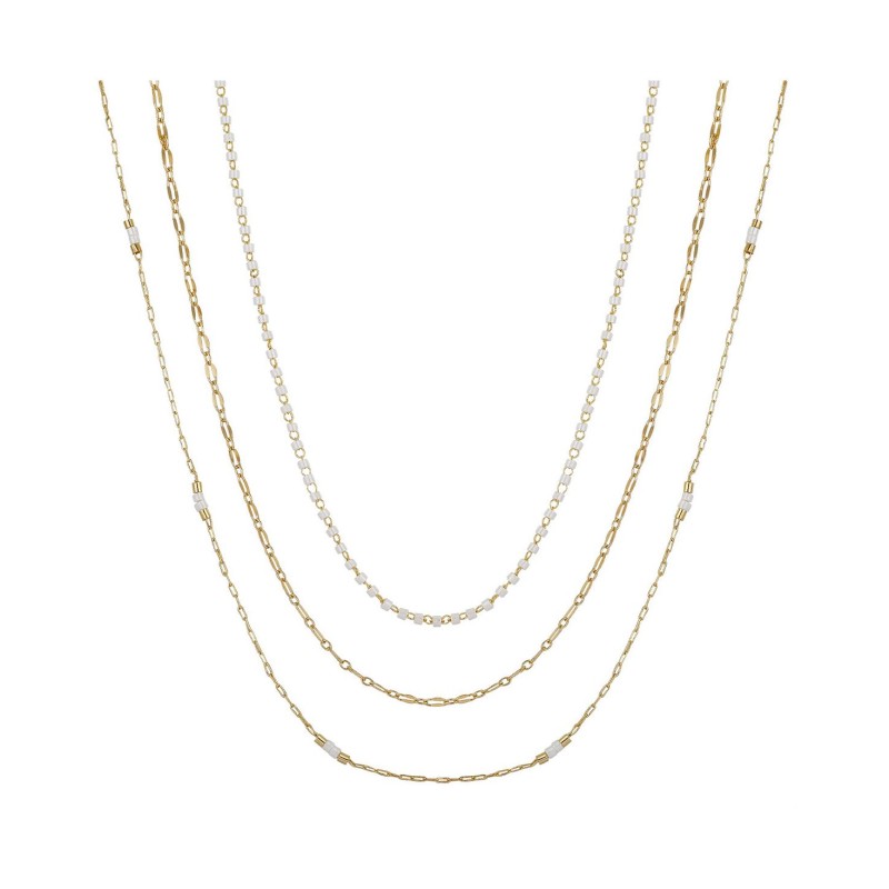 14K Gold Flash Plated 3-Pieces Layered Chain Necklace Set 14K Gold Flash Plated 3-Pieces Layered Chain Necklace Set