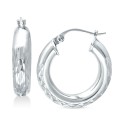 Small Embellished Hoop Earrings in Sterling Silver, 20mm Small Embellished Hoop Earrings in Sterling Silver, 20mm