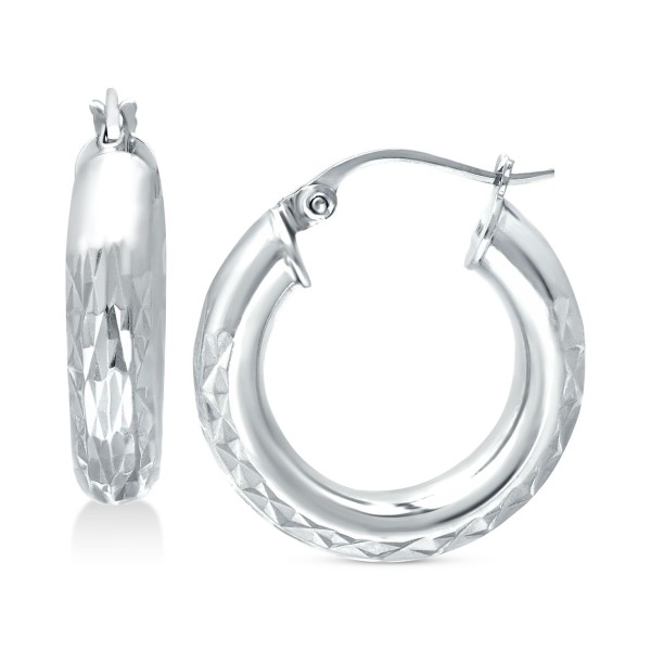 Small Embellished Hoop Earrings in Sterling Silver, 20mm Small Embellished Hoop Earrings in Sterling Silver, 20mm