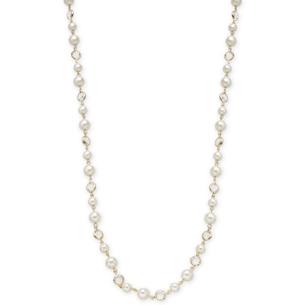 Crystal & Imitation Pearl Strand Necklace, 42 Crystal & Imitation Pearl Strand Necklace, 42