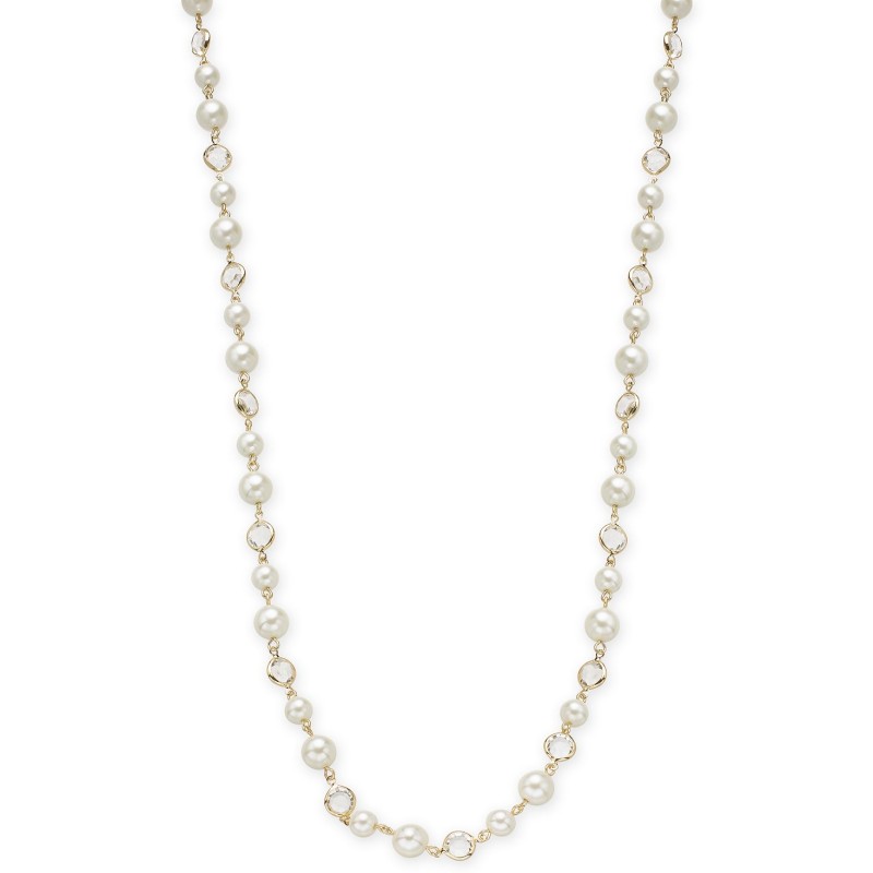 Crystal & Imitation Pearl Strand Necklace, 42 Crystal & Imitation Pearl Strand Necklace, 42