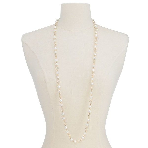 Crystal & Imitation Pearl Strand Necklace, 42 Crystal & Imitation Pearl Strand Necklace, 42