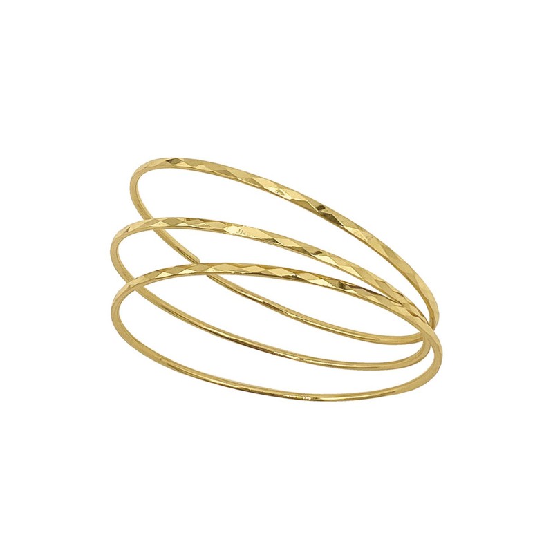 Women's 14K Gold-Tone Plated Hammered Bangle Set, 3 Pieces Women's 14K Gold-Tone Plated Hammered Bangle Set, 3 Pieces
