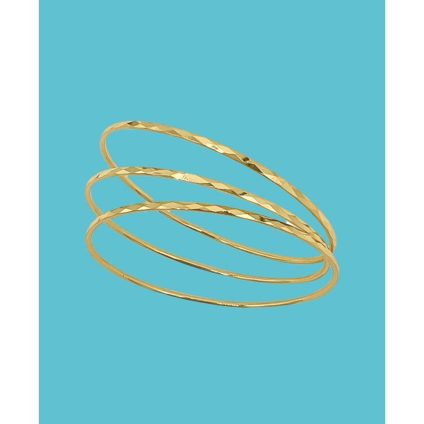Women's 14K Gold-Tone Plated Hammered Bangle Set, 3 Pieces Women's 14K Gold-Tone Plated Hammered Bangle Set, 3 Pieces