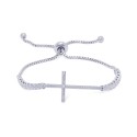Diamond Accent Cross Adjustable Silver Plate Bracelet Diamond Accent Cross Adjustable Silver Plate Bracelet